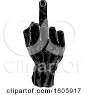 Hand Giving The Finger Bird Gesture Woodcut by AtStockIllustration