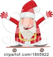 Poster, Art Print Of Cartoon Gnome Christmas Santa Claus Skateboarding