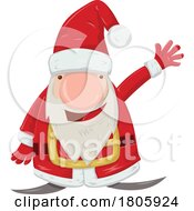 Poster, Art Print Of Cartoon Gnome Christmas Santa Claus Waving