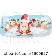 Poster, Art Print Of Cartoon Gnome Christmas Santa Claus And Reindeer