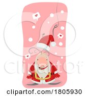 Poster, Art Print Of Cartoon Gnome Christmas Santa Claus With A Hook And Hearts