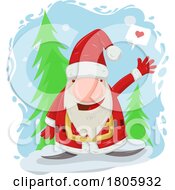 Poster, Art Print Of Cartoon Gnome Christmas Santa Claus Waving