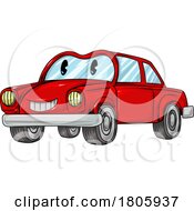 Poster, Art Print Of Happy Cartoon Red Car