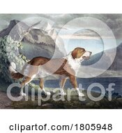 Poster, Art Print Of Newfoundland Newfie Dog By A Mountainous Lake