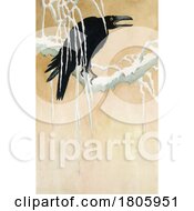 Poster, Art Print Of Crow On A Branch Covered In Snow