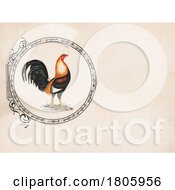 Poster, Art Print Of Rooster In An Ornate Frame With Text Space