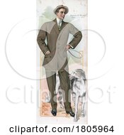 Poster, Art Print Of Suited Gentleman Standing With A Dog