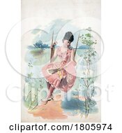 Poster, Art Print Of Woman On A Swing With A Bird On Her Shoulder