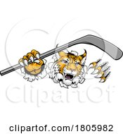 Poster, Art Print Of Wildcat Bobcat Ice Hockey Team Cartoon Mascot