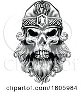 Poster, Art Print Of Viking Warrior Skull Man Mascot Face In Helmet
