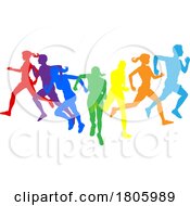 Poster, Art Print Of Silhouette Runners Running Sports Silhouettes Set