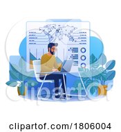 Poster, Art Print Of Man Analysis Laptop Business Job Illustration