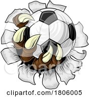 Poster, Art Print Of Soccer Football Ball Claw Cartoon Monster Hand