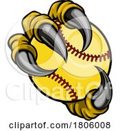 Poster, Art Print Of Softball Ball Eagle Claw Cartoon Monster Hand