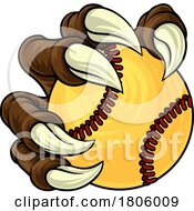 Softball Ball Claw Cartoon Monster Animal Hand by AtStockIllustration