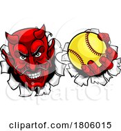 Devil Softball Sports Team Mascot by AtStockIllustration