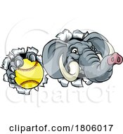 Poster, Art Print Of Elephant Softball Animal Sports Team Mascot