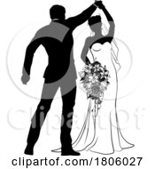 Poster, Art Print Of Bride And Groom Couple Wedding Dress Silhouettes