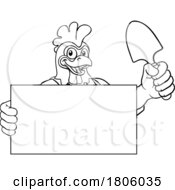Gardener Chicken Rooster Cartoon Handyman Mascot