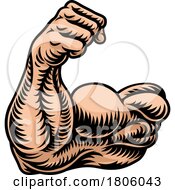 Poster, Art Print Of Strong Muscular Arm Bicep Muscle Cartoon Icon