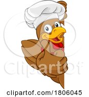 Chef Chicken Cartoon Rooster Cockerel Mascot Sign by AtStockIllustration