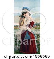 Poster, Art Print Of Woman Holding Her Pug Dog In A Garden