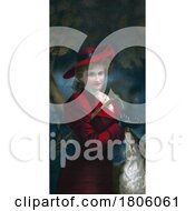 Poster, Art Print Of Beautiful Equestrian Lady In Red Standing With A Dog At Her Side