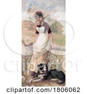 Poster, Art Print Of Woman Leaning Against A Fence With Her Dog At Her Fee