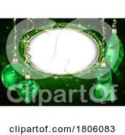 Green Christmas Background With Ornaments And Space For Text