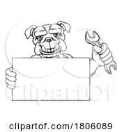 Poster, Art Print Of Bulldog Mechanic Plumber Spanner Wrench Handyman