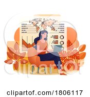 Poster, Art Print Of Woman Working Laptop Business Report Illustration