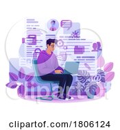 Poster, Art Print Of Man Laptop Recruitment Internet Job Search Cartoon