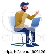 Poster, Art Print Of Man Using Laptop Computer Cartoon Illustration
