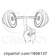 Poster, Art Print Of Weight Lifting Hand Finger Holding Barbell Concept