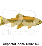 Poster, Art Print Of Gila Trout Or Oncorhynchus Gilae Side View Wpa Art