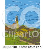 Poster, Art Print Of Diamond Head Lighthouse In Waikiki District Honolulu Hawaii Wpa Poster Art