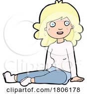 Cartoon Woman Sitting On The Ground