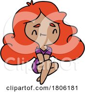 Cartoon Red Haired Kawaii Girl