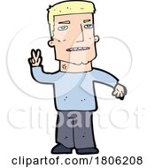 Cartoon Man Gesturing Peace by lineartestpilot