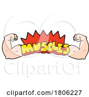 Cartoon Flexing Arms And Muscles Text by lineartestpilot