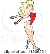Poster, Art Print Of Cartoon Woman In A Swimsuit