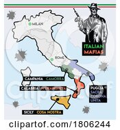 Poster, Art Print Of Map Of Italy And Italian Mafias