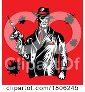 Poster, Art Print Of Italian Mafia Member Over Red