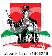 Poster, Art Print Of Italian Mafia Member With Flag