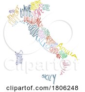Poster, Art Print Of Italy Word Map With States