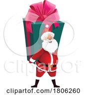 Poster, Art Print Of Santa Carrying A Huge Gift Behind His Back
