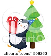 Penguin With A Christmas Gift by Vector Tradition SM