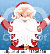 Poster, Art Print Of Santa Over A Snowflake Background