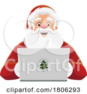 Poster, Art Print Of Santa Using A Laptop