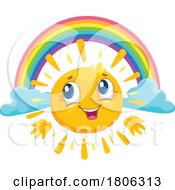 Sun Mascot And Rainbow